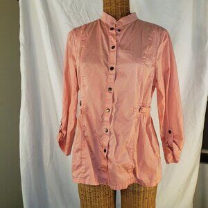 Christopher & Banks Peach/Pink Long Sleeve Button Down Shirt Jacket - Size M